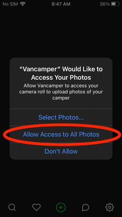 How to fix iPhone permissions issue on the Vancamper app